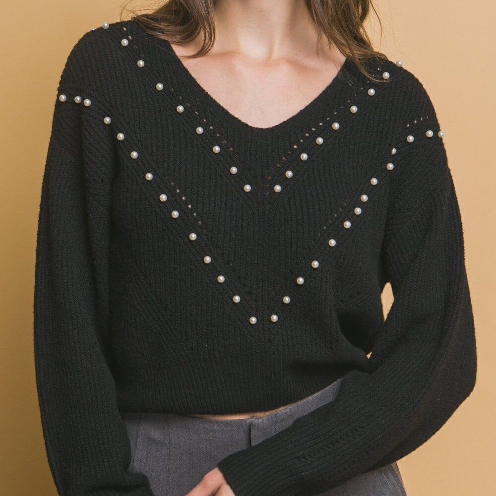 Black Fall Pearl Sweater - Picture 3 of 5